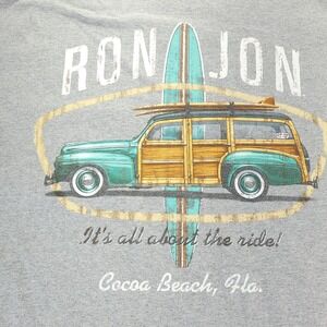 Ron Jon Surf Shop Shirt Mens L Gray It's all about the ride Woody Wagon Graphic